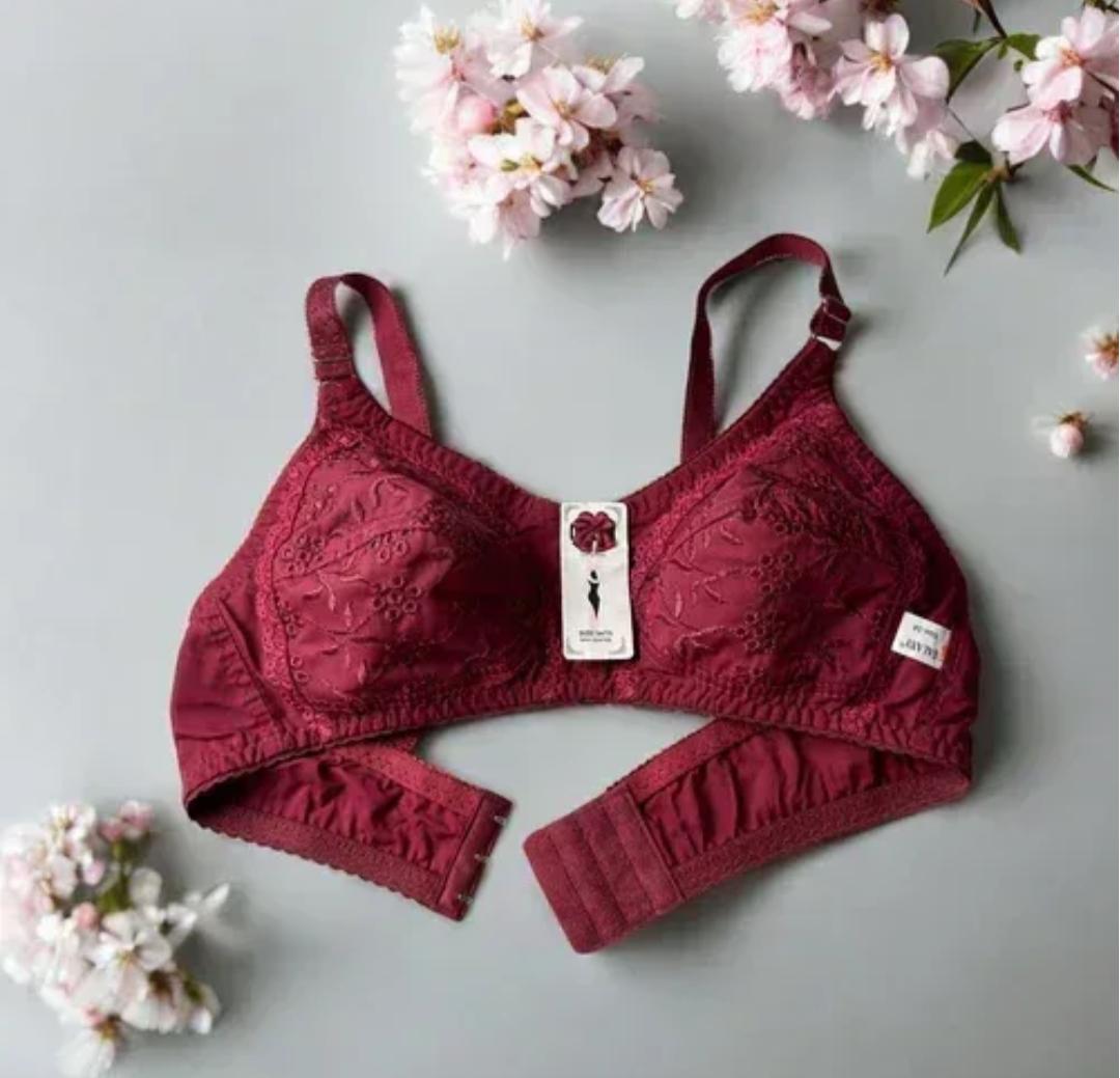 Embroidered Cotton Bra – Elegant & Comfortable